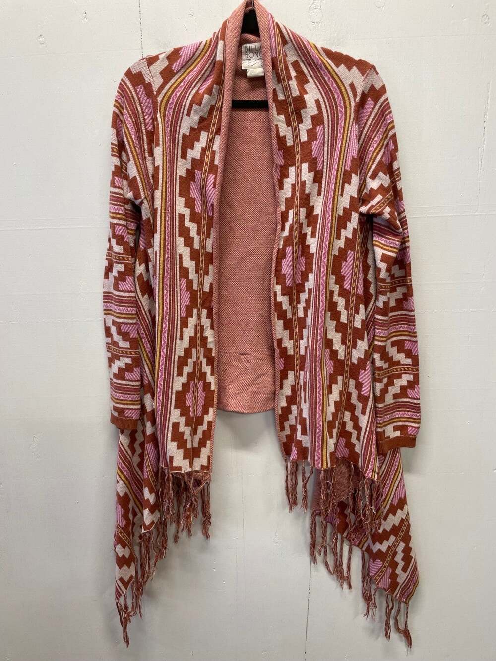 Billabong Women's Poncho Jacket Medium Boho Aztec Fringe Festival